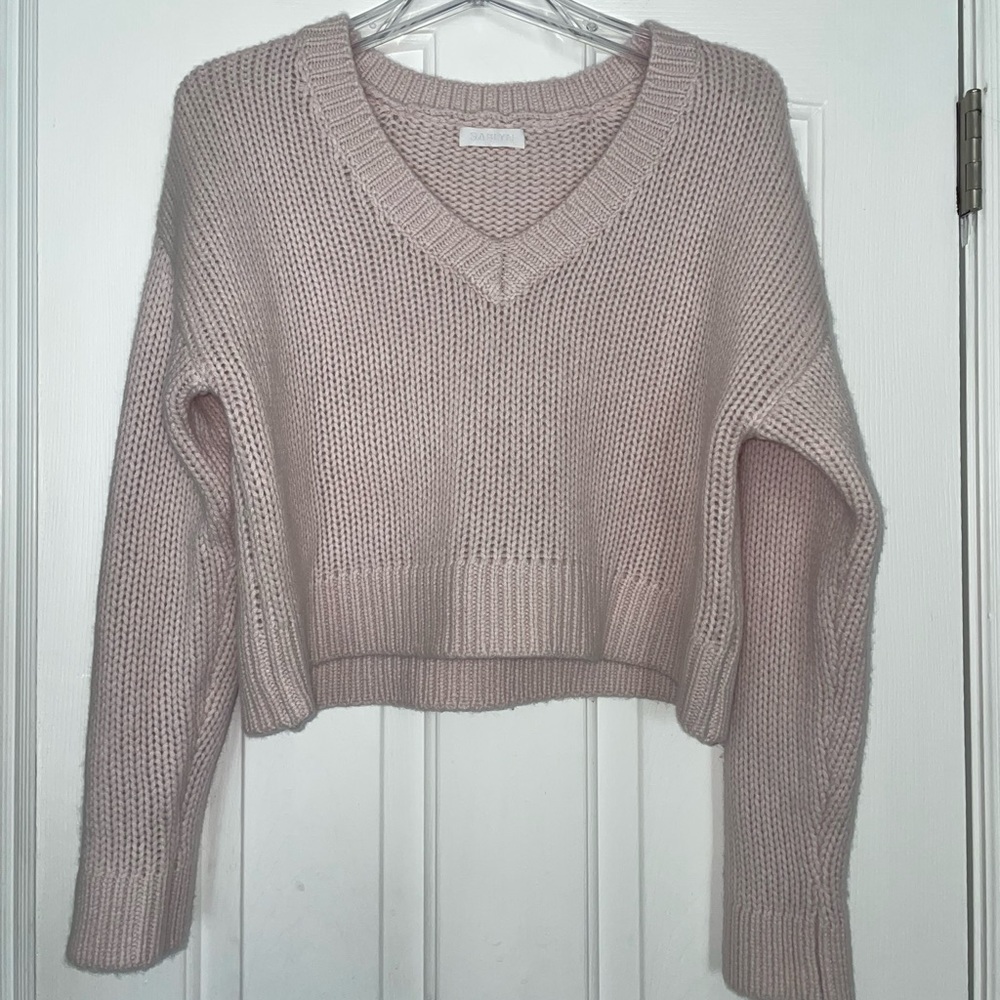Sablyn Blush Pink 100% Cashmere V Neck Cropped Pullover Sweater Sz XS